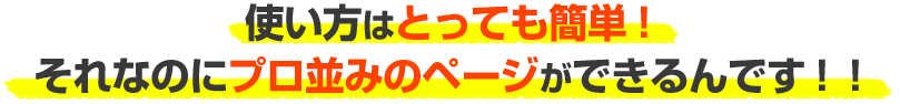 使い方はとっても簡単！それなのにプロ並みのページができるんです！！