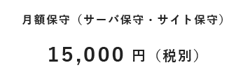 月額保守（サーバ保守・サイト保守） 15,000円（税別）