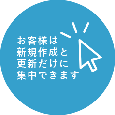 お客様は新規作成と更新だけに集中できます